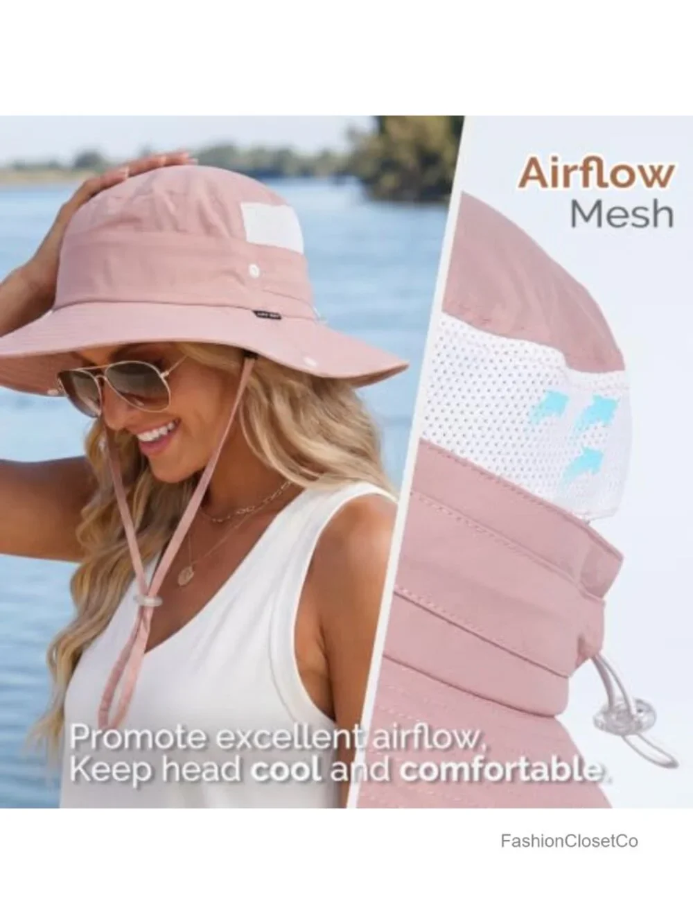 2-in-1 UPF 50+ Bucket Sun Hat with Ponytail Hole, Packable Hiking Visor